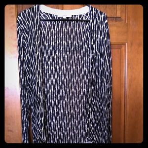 Loft Open front sweater M -  navy and white